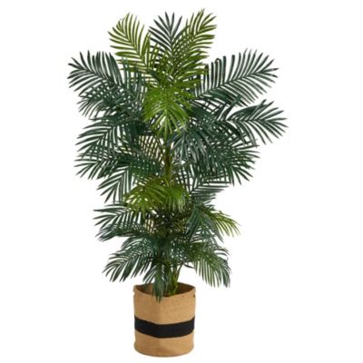 6.5-Foot Golden Cane Artificial Palm Tree in Handmade Natural Cotton Planter