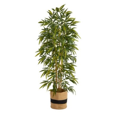 75-Inch Bamboo Artificial Tree in Handmade Natural Cotton Planter