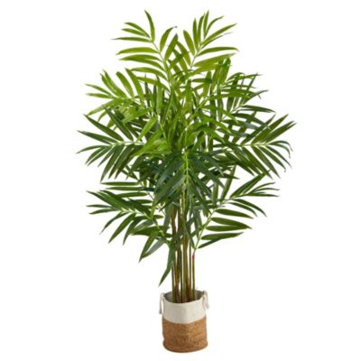 8-Foot King Palm Artificial Tree with 12 Bendable Branches in Handmade Natural Jute and Cotton Planter