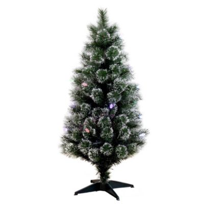 4-Foot Snowy Pre-Lit Fiber Optic Artificial Christmas Tree with 40 Colorful LED Lights