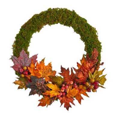 20-Inch Fall Maple Leaf and Berries Artificial Autumn Wreath