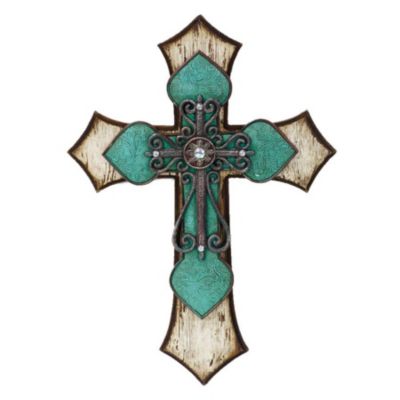 Triple Layer Cross Wall Decor with Metal Scrollwork