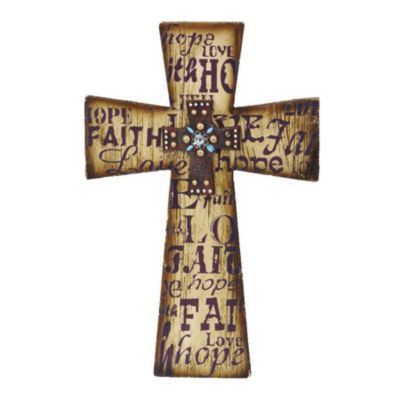 Layered Cross "Faith, Love, Hope" Wall Décor