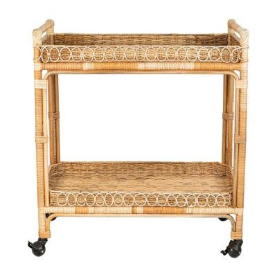 Provence Rattan Whitewash Bar Cart