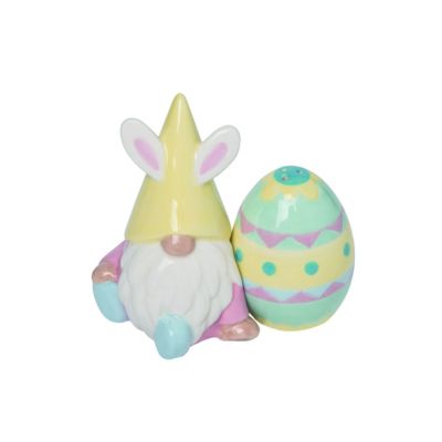 Transpac Dolomite 5 in. Multicolor Easter Sitting Gnome and Egg Salt and Pepper Shaker Set of 2