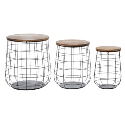 Farmhouse Metal Storage Basket - Set of 3