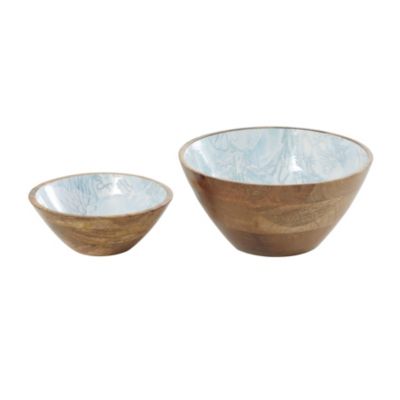 Coastal Mango Wood Decorative Bowl - Set of 2