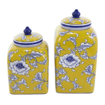 Eclectic Ceramic Decorative Jars - Set of 2