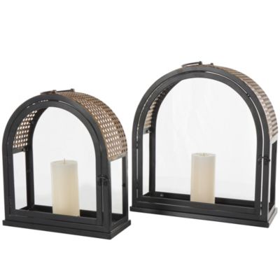 Industrial Metal Candle Lantern - Set of 2