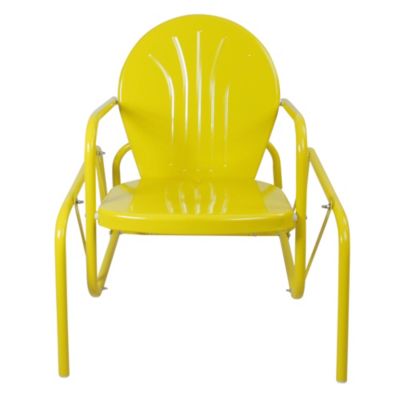 Outdoor Retro Metal Tulip Glider Patio Chair  Yellow