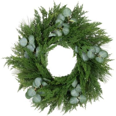 Eucalyptus and Mixed Pine Artificial Christmas Wreath  24-Inch - Unlit