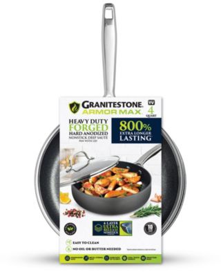 Granitestone Armor Max Heavy Duty Hard-Anodized 4 qt Deep Saute Pan with Lid