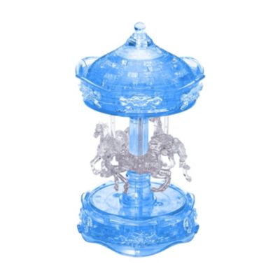 3D Crystal Puzzle - Carousel (Blue/Clear): 83 Pcs