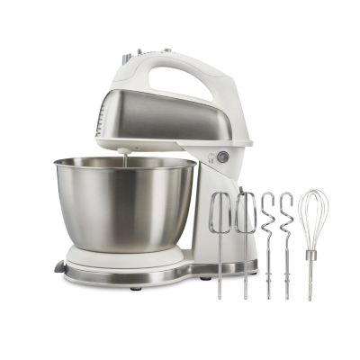 Hamilton Beach  - 6 Speed Hand/Stand Mixer White/Stainless