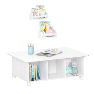 Kids Multi-Cubby Storage Activity Table with a 2-Pack of  10" Bookshelves