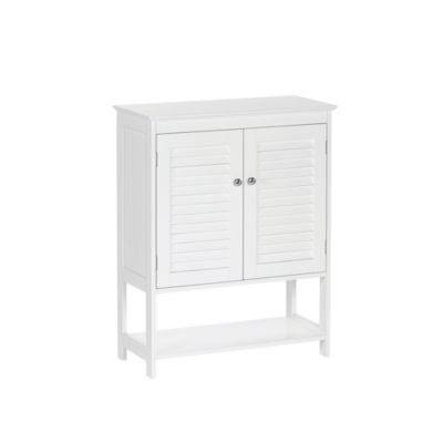 Ellsworth Two-Door Floor Cabinet with Open Shelf, White