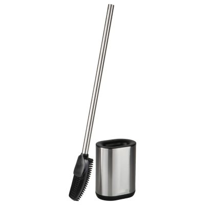 Bath Bliss Stainless Steel Satin Toilet Brush and Holder with Soft Rubber Bristles