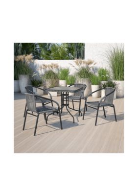Clear Top/Gray Rattan