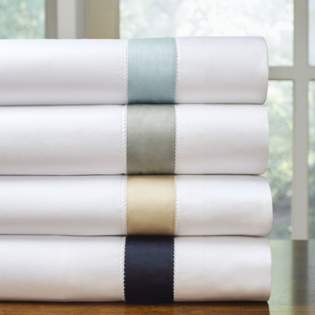White with Navy Hem
