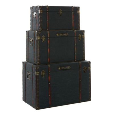Traditional Linen Fabric Trunk - Set of 3