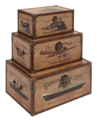 Vintage Wooden Trunk - Set of 3