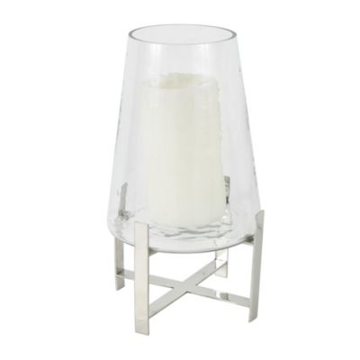 Contemporary Stainless Steel Metal Hurricane Lamp