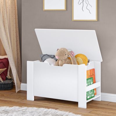 Book Nook Kids Toy Storage Box with Bookracks - White