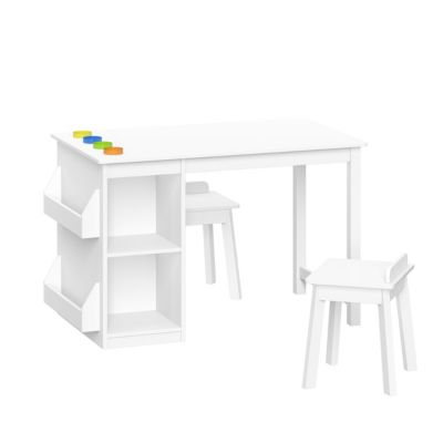 Kids Art Activity Table with Storage and 2 Chairs - White