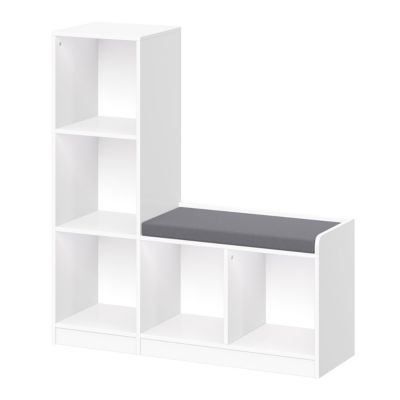 Kids 5 Cubby Storage Bench – White