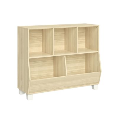 Kids Catch-All Multi-Cubby 35in Toy Organizer – Light Woodgrain