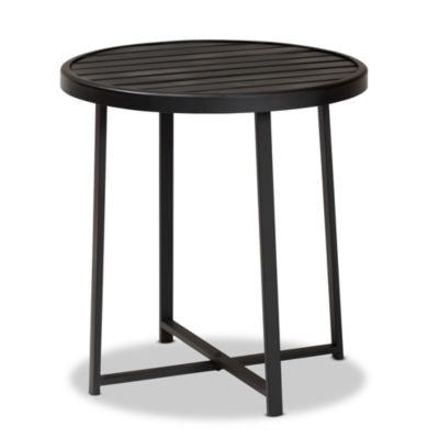 Sadiya Modern Industrial Black Finished Metal Outdoor Side Table