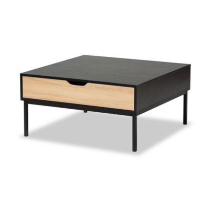 Haben Modern and Contemporary Two-Tone Oak Brown and Black Finished Wood Coffee Table