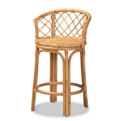 Orchard Modern Bohemian Natural Brown Rattan Counter Stool