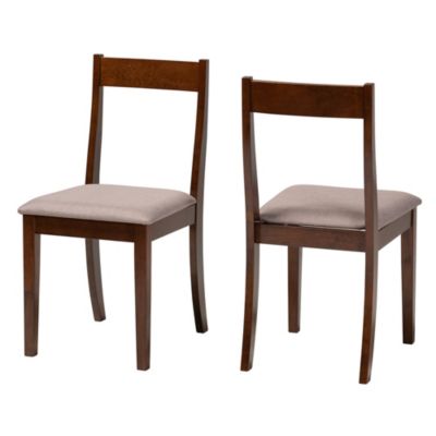 Carola Mid-Century Modern Warm Grey Fabric and Dark Brown Finished Wood Dining Chairs