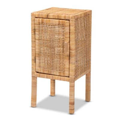 Vivan Modern Bohemian Natural Brown Rattan 1-Door Nightstand