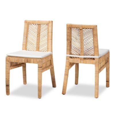 Suci Modern Bohemian Natural Brown Rattan Dining Chairs