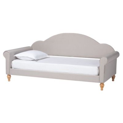 Chaise Classic and Traditional Light Grey Fabric and Natural Brown Finished Wood Twin Size Daybed