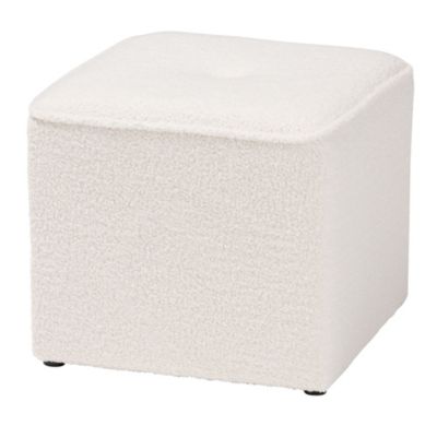 Isaiah Modern and Contemporary Ivory Boucle Upholstered Ottoman