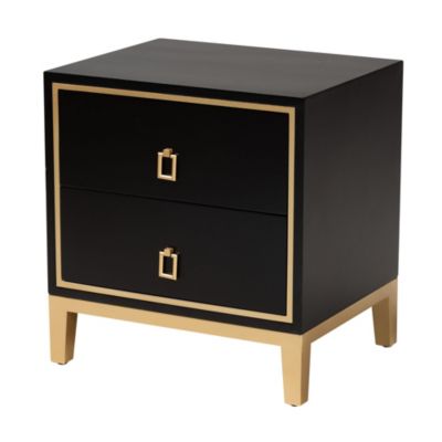 Donald Modern Glam and Luxe Finished Wood and Gold Metal 2-Drawer End Table