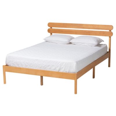 Quincia Japandi Sandy Brown Finished Wood Queen Size Platform Bed