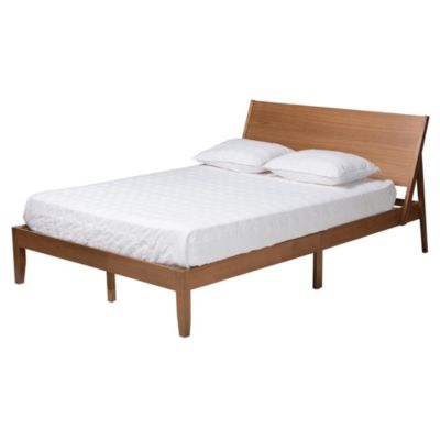 Eileen Mid-Century Transitional Walnut Brown Finished Wood Queen Size Platform Bed
