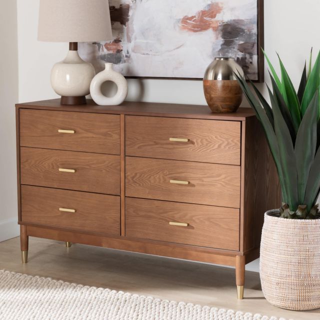 slim fit dress slacks Logan Mid Century Modern Walnut Dresser with 6 Drawers  Luna Furniture