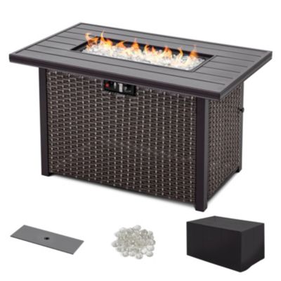 43 Inch Aluminum Rattan Gas Fire Pit