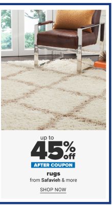 45% off area rugs.