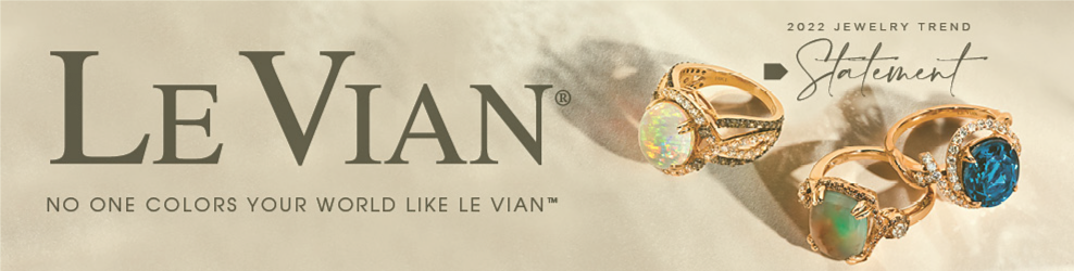 Assortment of gold rings with different gems. Le Vian. No one colors your world like Le Vain. 2022 Jewelry trend. Statement. 