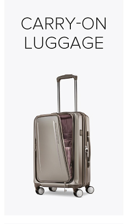 A taupe hardside rolling suitcase. Shop carry on luggage.