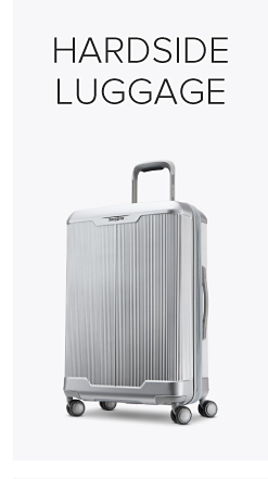 A silver hardside rolling suitcase. Shop hardside luggage.