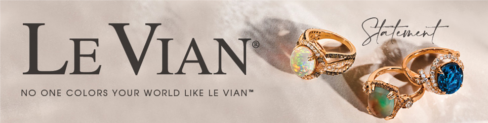 Assortment of gold rings with different gems. Le Vian. No one colors your world like Le Vain. Statement. 