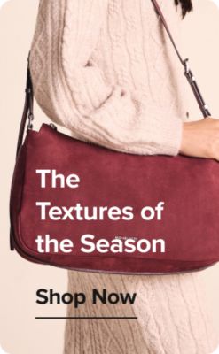 A suede bag. The textures of the season. Shop now.