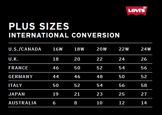 Levi Size Chart Women